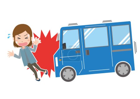 Illustration for A young woman who suffers from a collision - Royalty Free Image