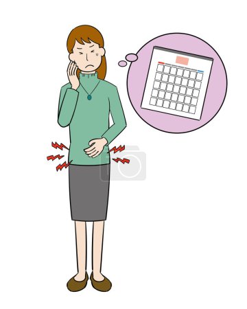 Téléchargez les illustrations : Femmes souffrant de crampes menstruelles - en licence libre de droit