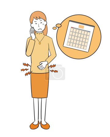 Téléchargez les illustrations : Femmes endurant des douleurs menstruelles - en licence libre de droit