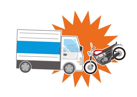 Illustration for Truck and motorcycle collision accident illustration - Royalty Free Image