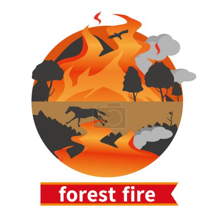 Téléchargez les illustrations : Illustration d'un feu de forêt - en licence libre de droit