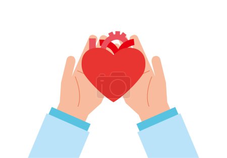Image illustration of a doctor's hand holding a heart-shaped heart