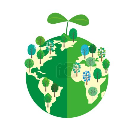 Téléchargez les illustrations : Illustration d'image pour protéger l'environnement en plantant des arbres - en licence libre de droit