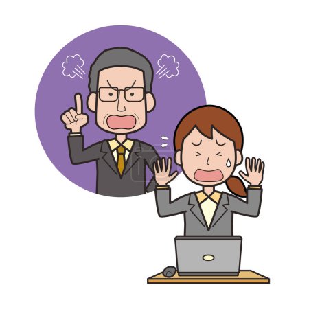 Illustration for Female office worker scolded by her boss - Royalty Free Image