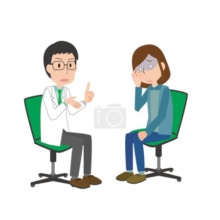 Illustration for Illustration of a woman receiving a medical examination due to poor physical condition - Royalty Free Image