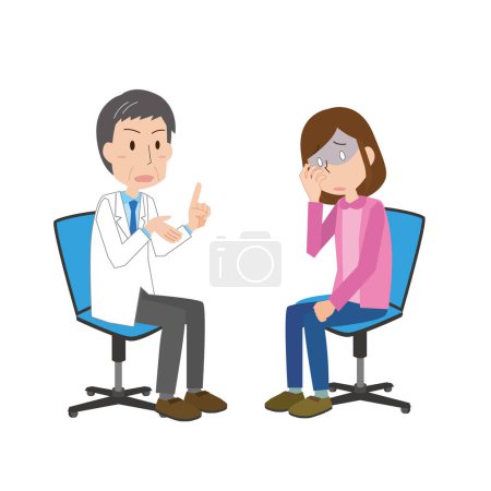 Illustration for Illustration of a woman receiving a medical checkup due to poor physical condition - Royalty Free Image