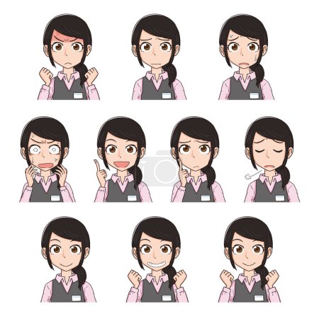 Illustration for Female office worker pose expression variation set - Royalty Free Image