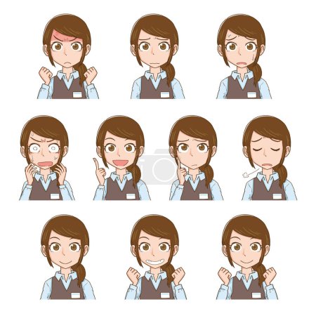 Illustration for Female office worker pose expression variation set - Royalty Free Image