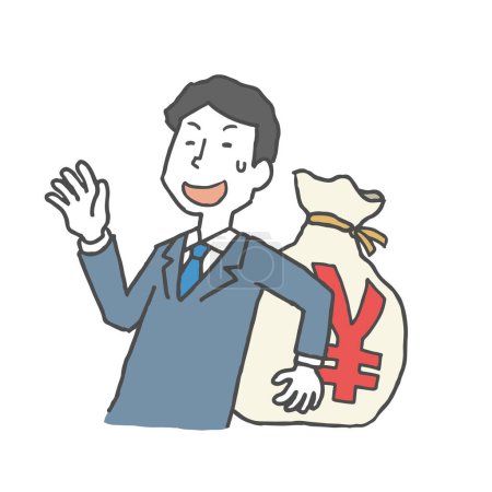 Illustration for A man who hides Japanese yen money - Royalty Free Image