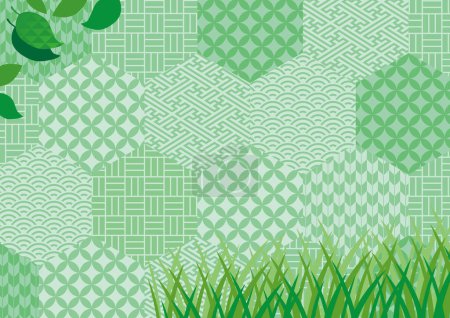 Illustration for Japanese pattern frame inspired by early summer and fresh green - Royalty Free Image