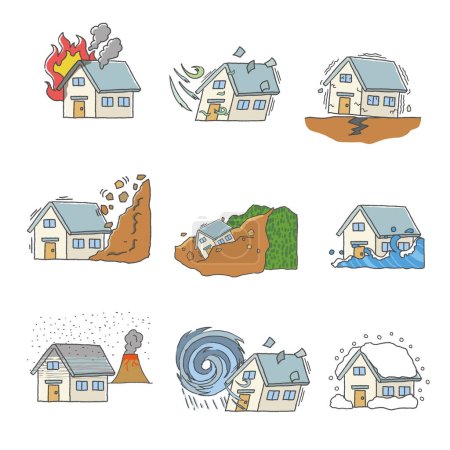 Illustration for Illustration set of housing disaster - Royalty Free Image