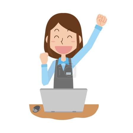 Illustration for A female office worker doing a fist pump - Royalty Free Image