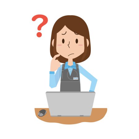 Illustration for Illustration of a female office worker in doubt - Royalty Free Image