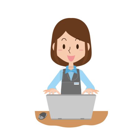 Illustration for Illustration of a female office worker who works with a personal computer - Royalty Free Image