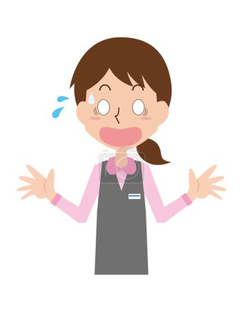 Illustration for Surprised young woman at the reception desk - Royalty Free Image