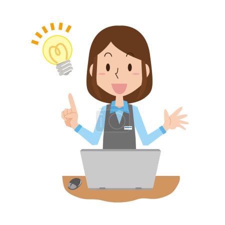 Illustration for A young office worker woman who has an idea - Royalty Free Image