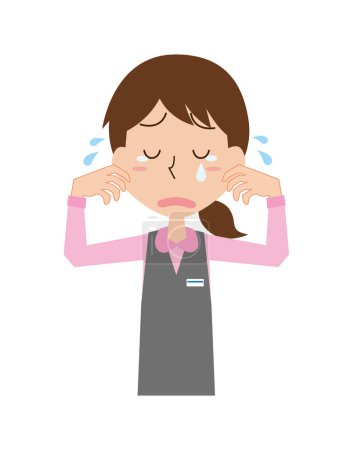 Ilustración de Mujer recepcionista triste y llorona - Imagen libre de derechos