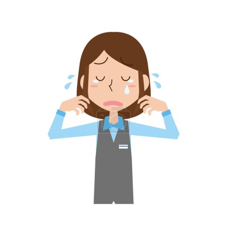 Illustration for Sad and crying receptionist woman - Royalty Free Image