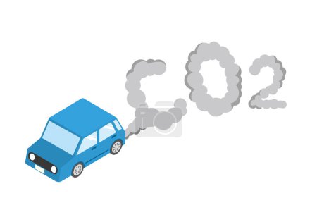 Ilustración de Ilustración de los gases de escape del automóvil y del carácter CO2 - Imagen libre de derechos
