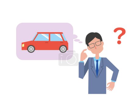 Téléchargez les illustrations : Illustration d'images de questions et d'inquiétudes concernant les voitures - en licence libre de droit