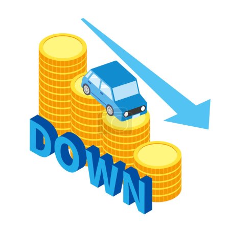 Illustration for Image illustration to reduce the cost of the car - Royalty Free Image