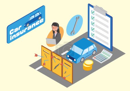 Illustration for Image illustration of car insurance service contents - Royalty Free Image
