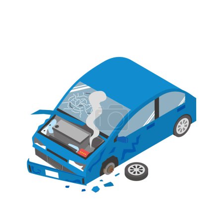 Téléchargez les illustrations : Illustration d'une voiture accidentée - en licence libre de droit