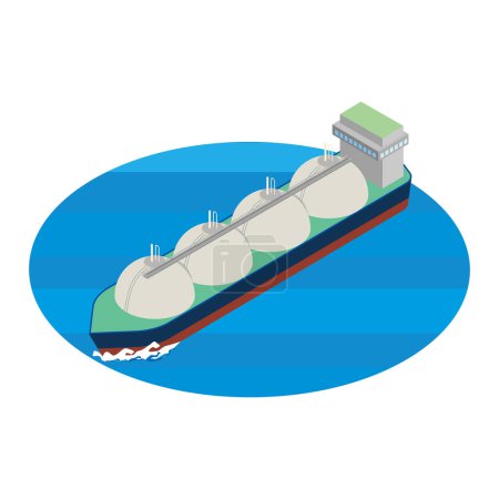 Ilustración de Ilustración isométrica de un petrolero de GNL que viaja por el mar - Imagen libre de derechos