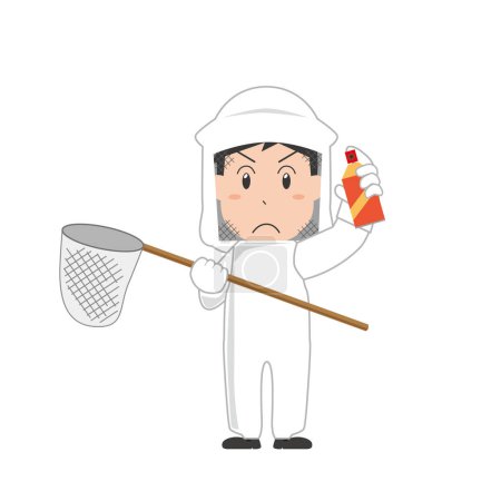 Illustration for Men in protective clothing with pesticides - Royalty Free Image
