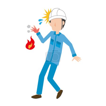 Illustration for Illustration of a worker man who got burned during work - Royalty Free Image
