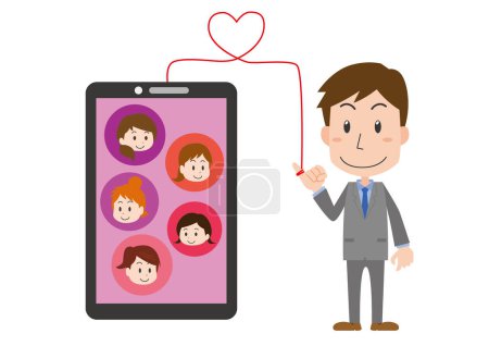 Illustration for Illustration of a man and a woman looking for a love partner - Royalty Free Image