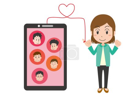 Illustration for Illustration of a man and a woman looking for a love partner - Royalty Free Image