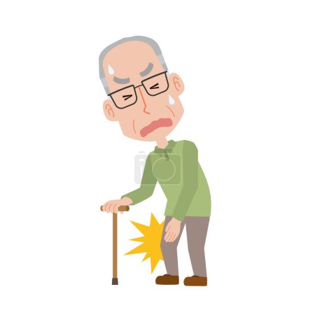 Illustration for Illustration of an elderly man suffering from knee pain - Royalty Free Image