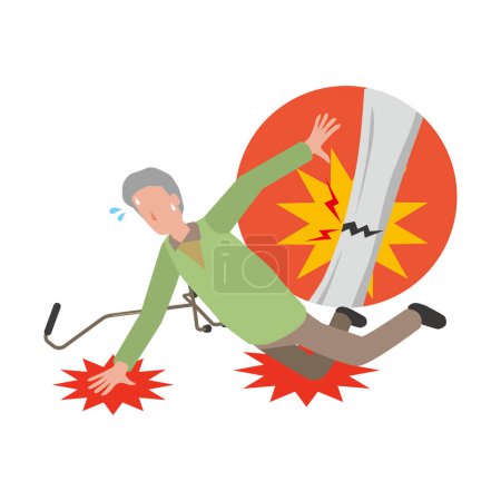 Illustration for An elderly man who falls and breaks a bone - Royalty Free Image