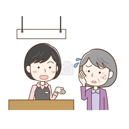 Ilustración de Mujer mayor consultando con una mujer en la recepción - Imagen libre de derechos
