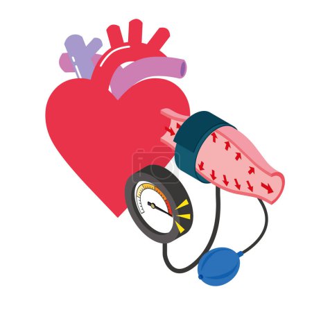 Illustration for Blood pressure measurement image of hypertension - Royalty Free Image