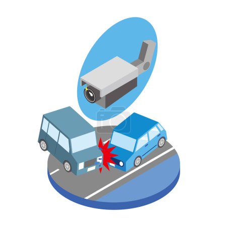 Illustration for Traffic accidents and security cameras - Royalty Free Image