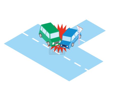 Illustration for Collision accident due to temporary non-stop - Royalty Free Image