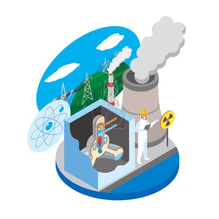 Illustration for Illustration of nuclear power facility - Royalty Free Image