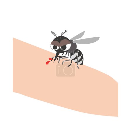 Ilustración de Ilustración de un mosquito chupando sangre humana - Imagen libre de derechos