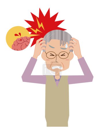 Illustration for Illustration of grandfather who had intracerebral hemorrhage - Royalty Free Image