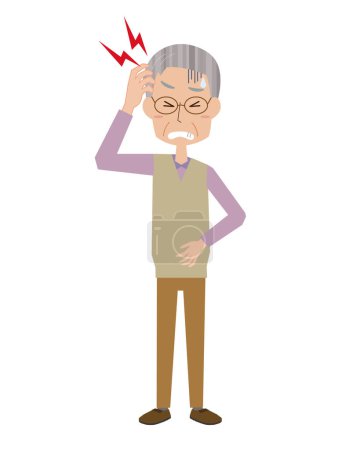 Ilustración de Anciano con dolor de cabeza - Imagen libre de derechos