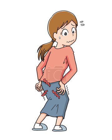 Illustration for A woman who is worried about itching of the buttocks - Royalty Free Image