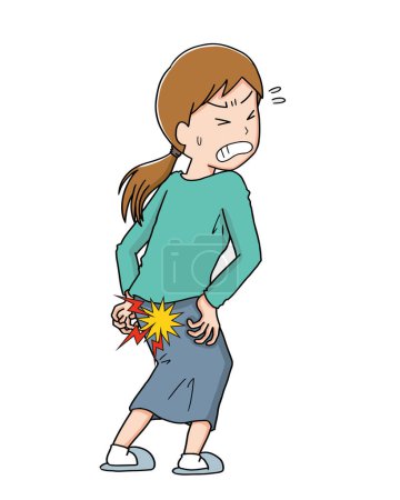 Ilustración de Ilustración de una mujer con una nalga dolorida - Imagen libre de derechos