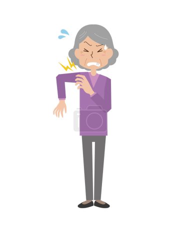 Illustration for Grandma with shoulder pain - Royalty Free Image