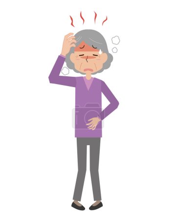 Illustration for An old woman with a fever - Royalty Free Image