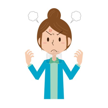 Illustration for Angry woman with bun hair - Royalty Free Image