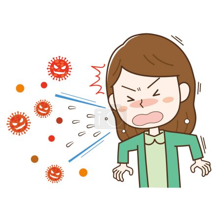 Illustration for Image illustration of virus scattered by sneezing - Royalty Free Image