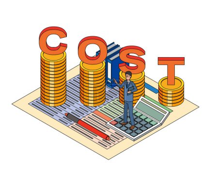 Illustration for Illustration of a cost-conscious businessman - Royalty Free Image