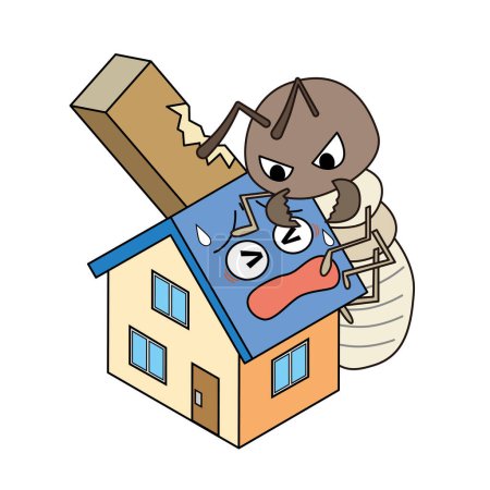 Illustration for Illustration of a house damaged by termites - Royalty Free Image
